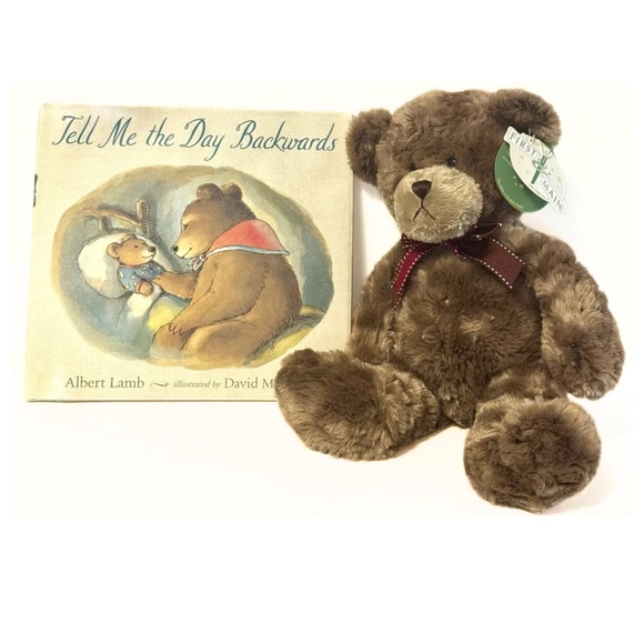 TELL ME THE DAY BACKWARDS - Albert Lamb / 2011 Hardcover Book & Plush Bear Toy - Picture 1 of 10